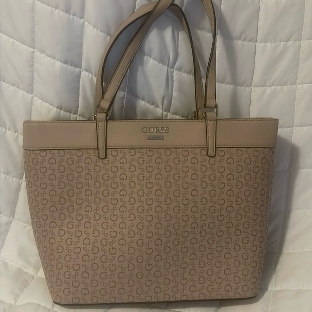 GUESS Tan Logo Tote Bag